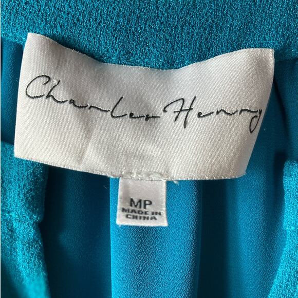 Charles Henry Dress Womens Medium Petite Blue Tiered Hem High Low Shift Mini - Picture 4 of 8